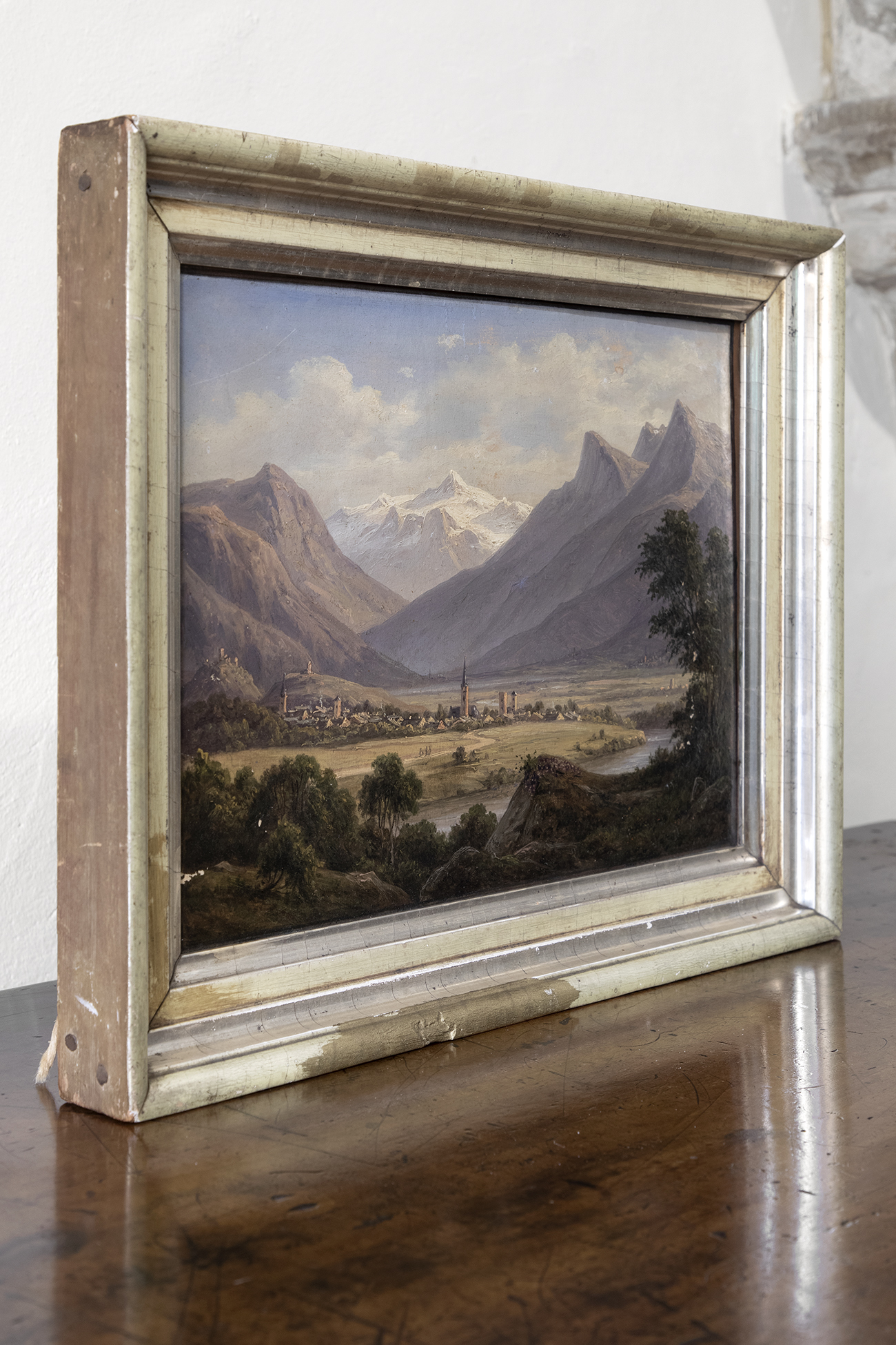 framed oil on canvas of the Tyrol mountains Frederik Christian Kiærskou