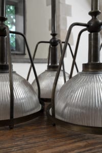 original vintage theatre lights with downward poles