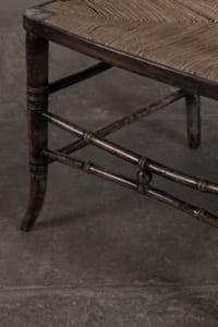 regency seat in dark wood with rush seat