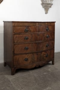 George III Flame Mahogany Bow Fronted Chest antique