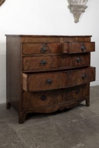 George III Flame Mahogany Bow Fronted Chest unrestored