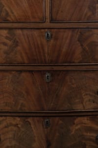 George III Flame Mahogany Bow Fronted Chest English Antique