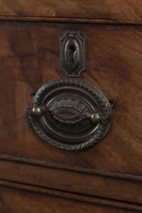 George III Flame Mahogany Bow Fronted Chest with brass handles