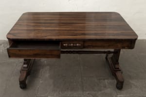 William IV Rosewood library table antique drawers