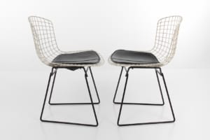 white harry bertoia side chairs