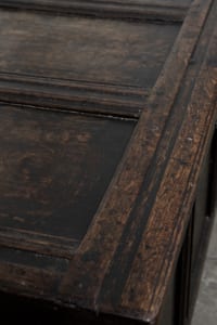 18th century oak coffer with detailed panelling