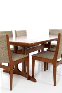 large teak dining table and chairs