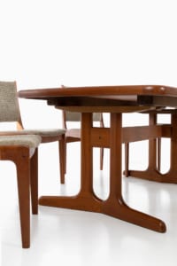 Danish teak dining table with six matching chairs