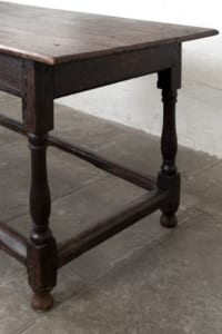 17th century table on turned supports united with a perimeter stretcher