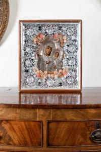 Russian Icon Early 20th Century Silver and wood