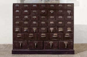 Bank of 20th Century Apothecary Drawers