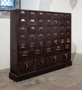 Vintage Bank of 20th Century Apothecary Drawers