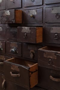 20th Century Apothecary Cabinet Drawers