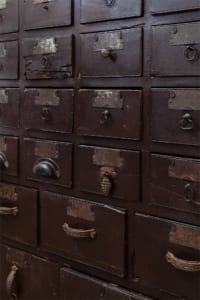 Antique Bank of 20th Century Apothecary Drawers