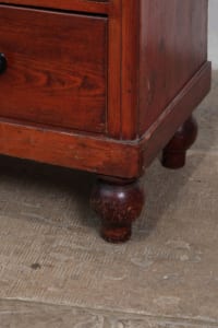 Victorian ebonised handles chest of drawers in pine