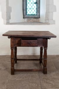 Primitive Continental 19th century oak side table