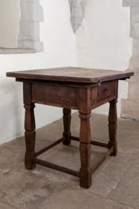 Continental 19th century oak table with star inlay