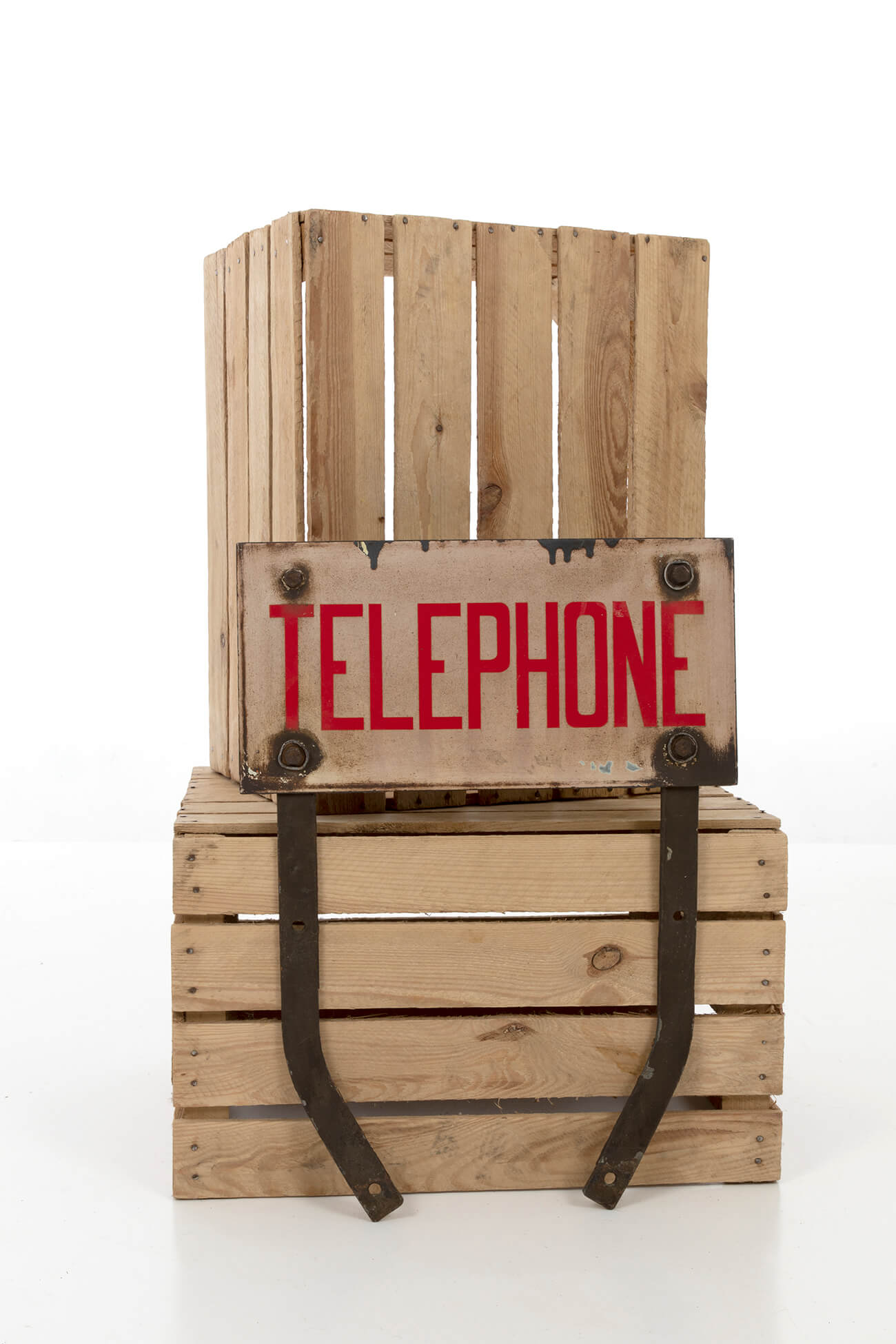 Original vintage enamel 1950s telephone sign