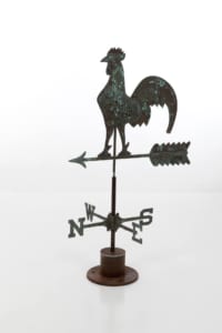 Vintage copper cockerel weathervane with verdigris patina