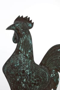 20th century copper cockerel weathervane with verdigris patina