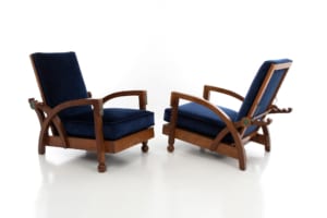 Art Deco armchairs velvet upholstery and wooden frame