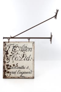 Double sided British vintage cast iron blacksmiths shop sign