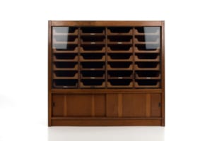 Haberdashery cabinet wooden with glass doors