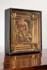 Antique religious Icon Madonna and Child