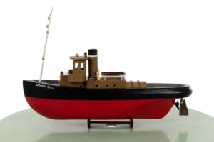 Vintage wooden toy model boat 1950s