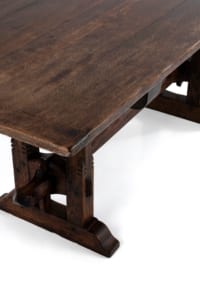 Antique country home oak trestle table 19th century