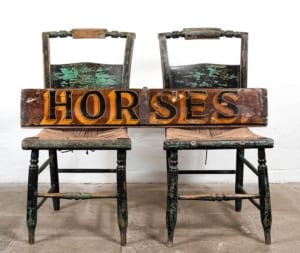 Vintage wooden horses sign
