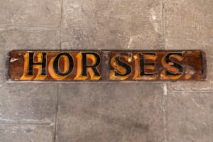 Equestrian horses wooden sign vintage