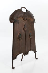 Tulip motif Arts and Crafts copper fire guard
