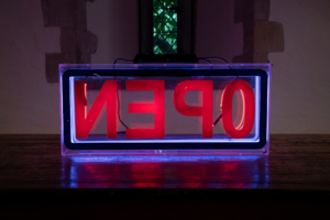 Open neon sign