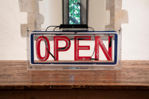 Retro light up open neon shop sign