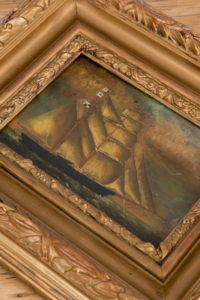 Antique 19th century original Henry King Taylor oil on copper ship at sea painting