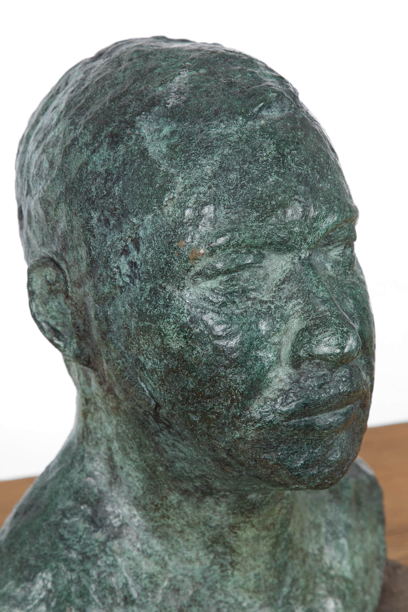 British School patinated verdigris bronze sculpture maquette portrait of a man