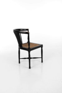 Arts and Crafts ebonised rush seat corner chair