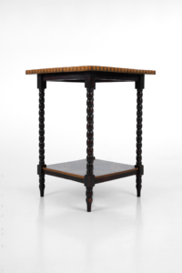 Victorian penwork occasional table on turned bobbin legs