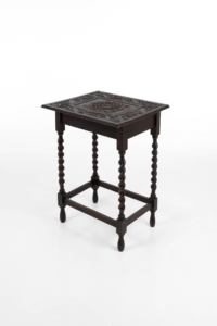 Antique WW1 commemorative Welsh barley twist oak side table
