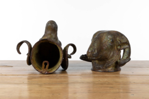 decorative bronze rams head wall art