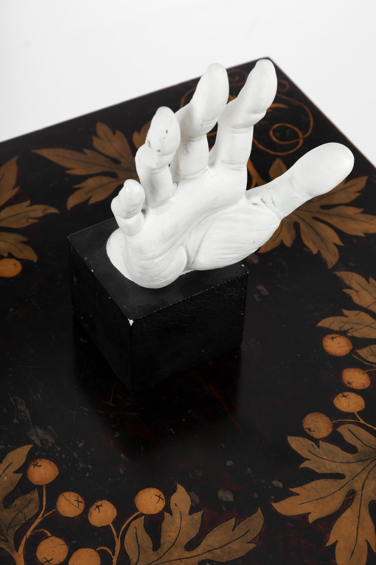 Hand Study Sculpture in Plaster on wooden plinth base