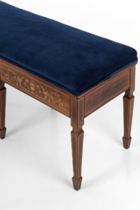 Antique Edwardian duet marquetry rosewood piano stool