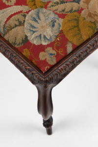 Antique 18th century French walnut footstool cabriole legs and needlepoint top