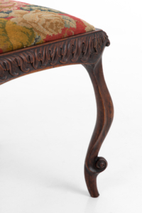 Antique French walnut needlework footstool cabriole legs
