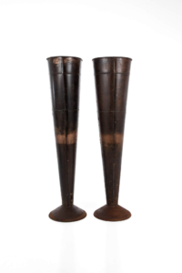 Mid-century tall copper garden planters