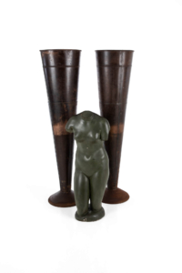 Pair of mid-century tall copper garden planters