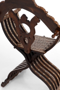 Syrian Savonarola antique chair 19th century pearl inlay