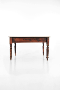 Victorian scrub top pine kitchen table with single drawer