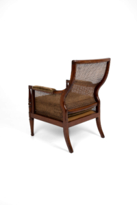 Antique Regency cane mahogany library armchair